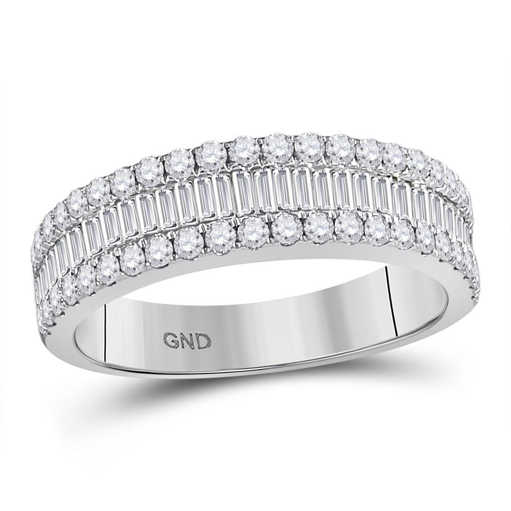 14kt White Gold Womens Baguette Diamond Fashion Anniversary Ring 1 Cttw
