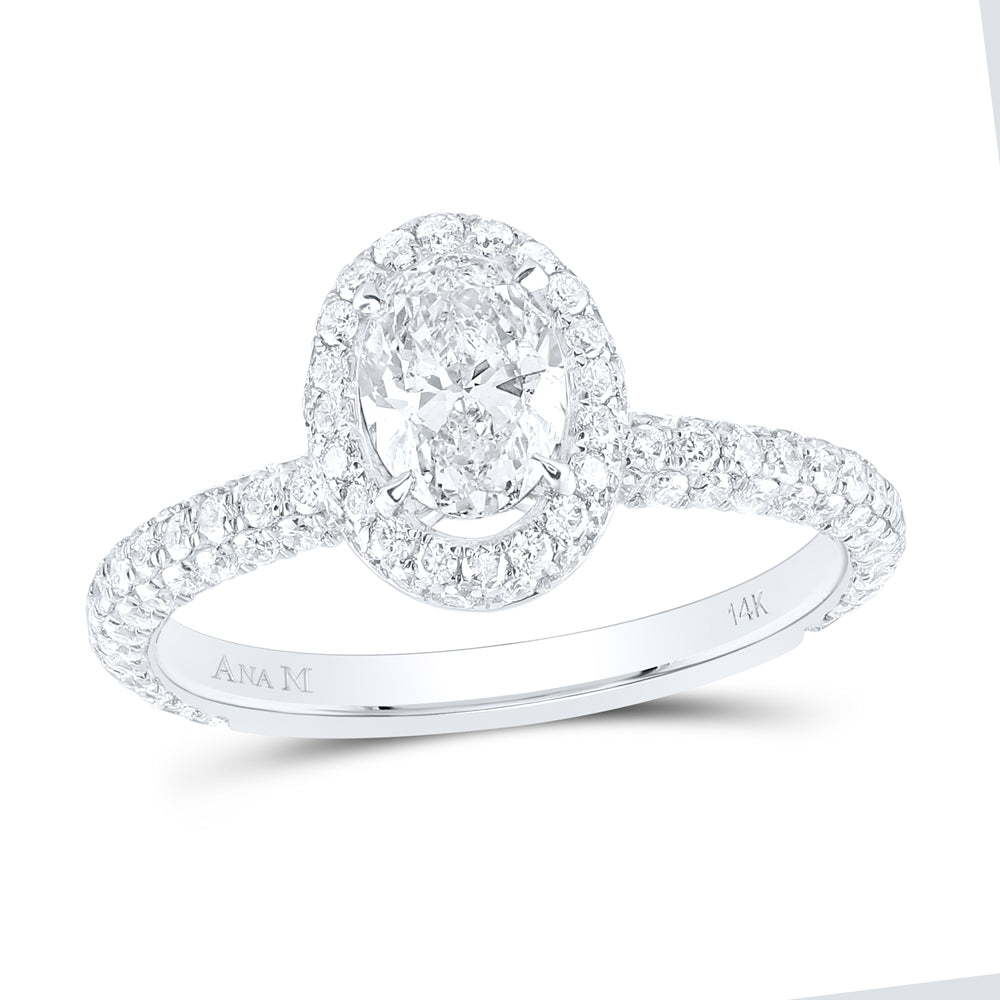 14kt White Gold Oval Diamond Solitaire Bridal Wedding Engagement Ring 1-3/4 Cttw