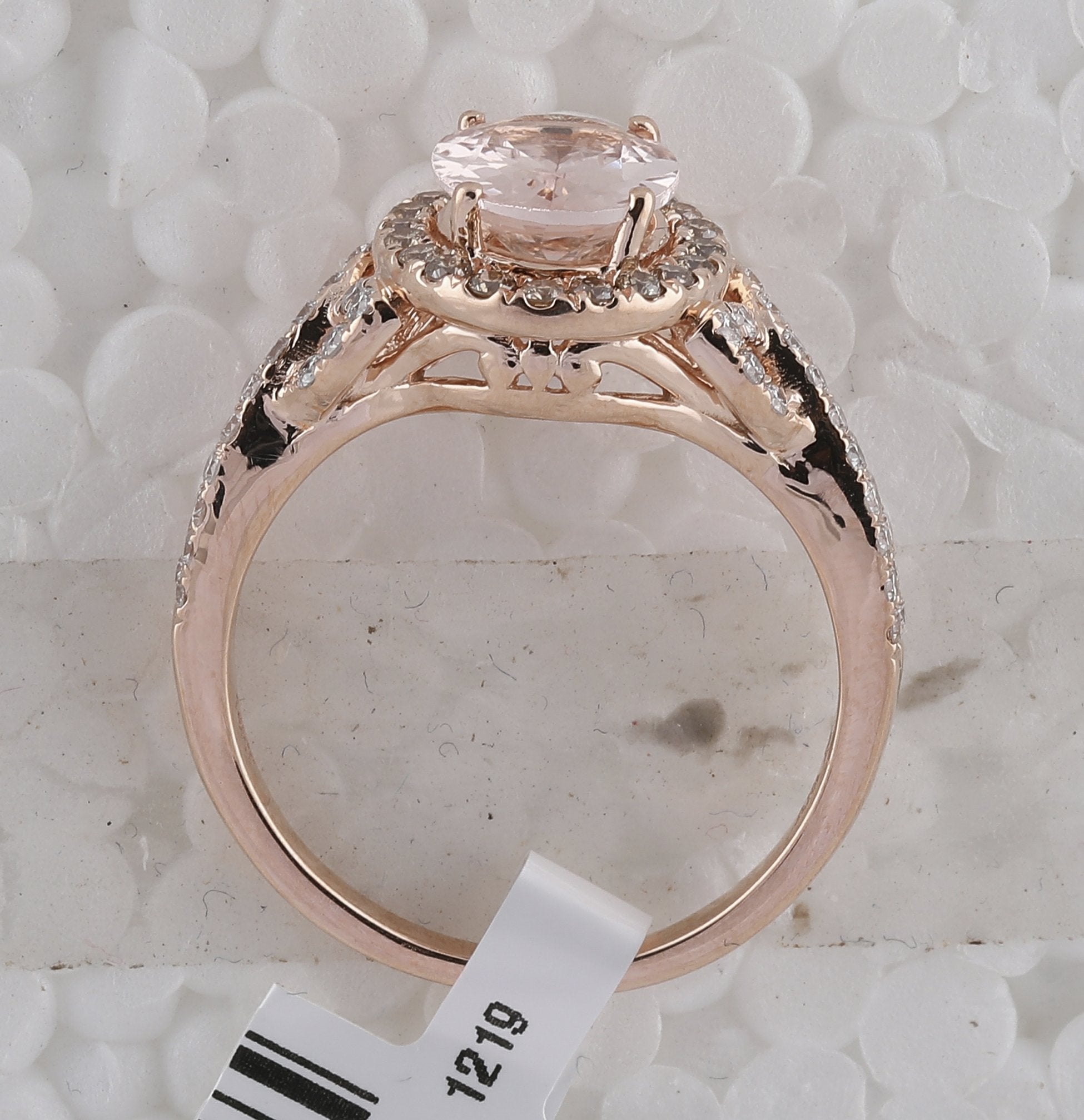 14kt Rose Gold Womens Oval Morganite Diamond Solitaire Ring 5/8 Cttw