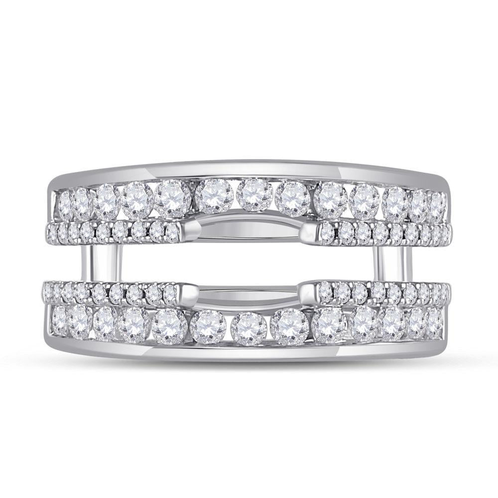 14kt White Gold Womens Round Diamond Wedding Wrap Ring Guard Enhancer 1 Cttw