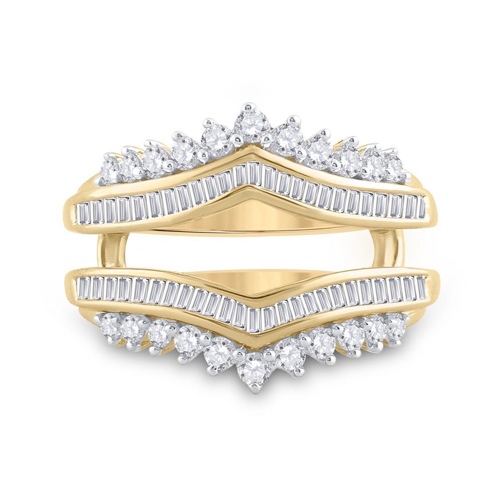 14kt Yellow Gold Womens Round Diamond Wedding Wrap Ring Guard Enhancer 3/4 Cttw