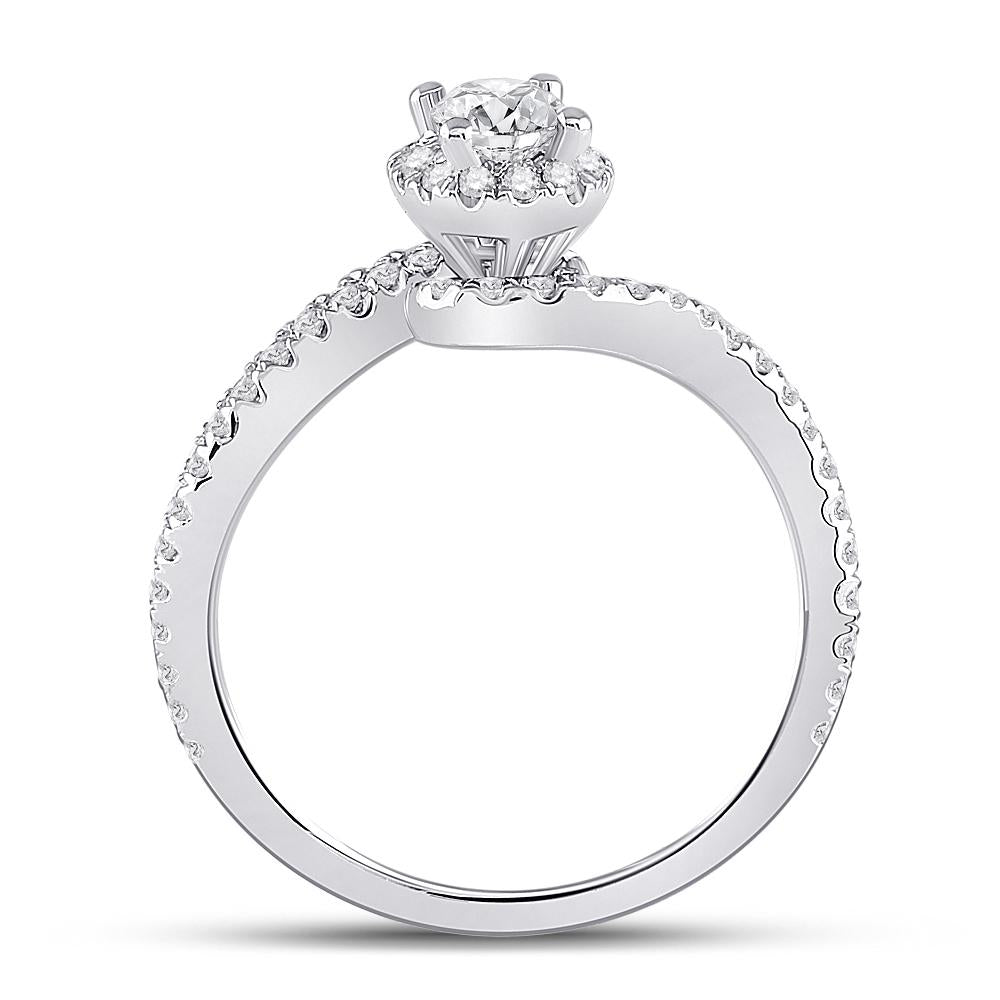14kt White Gold Oval Diamond Halo Bridal Wedding Engagement Ring 3/4 Cttw