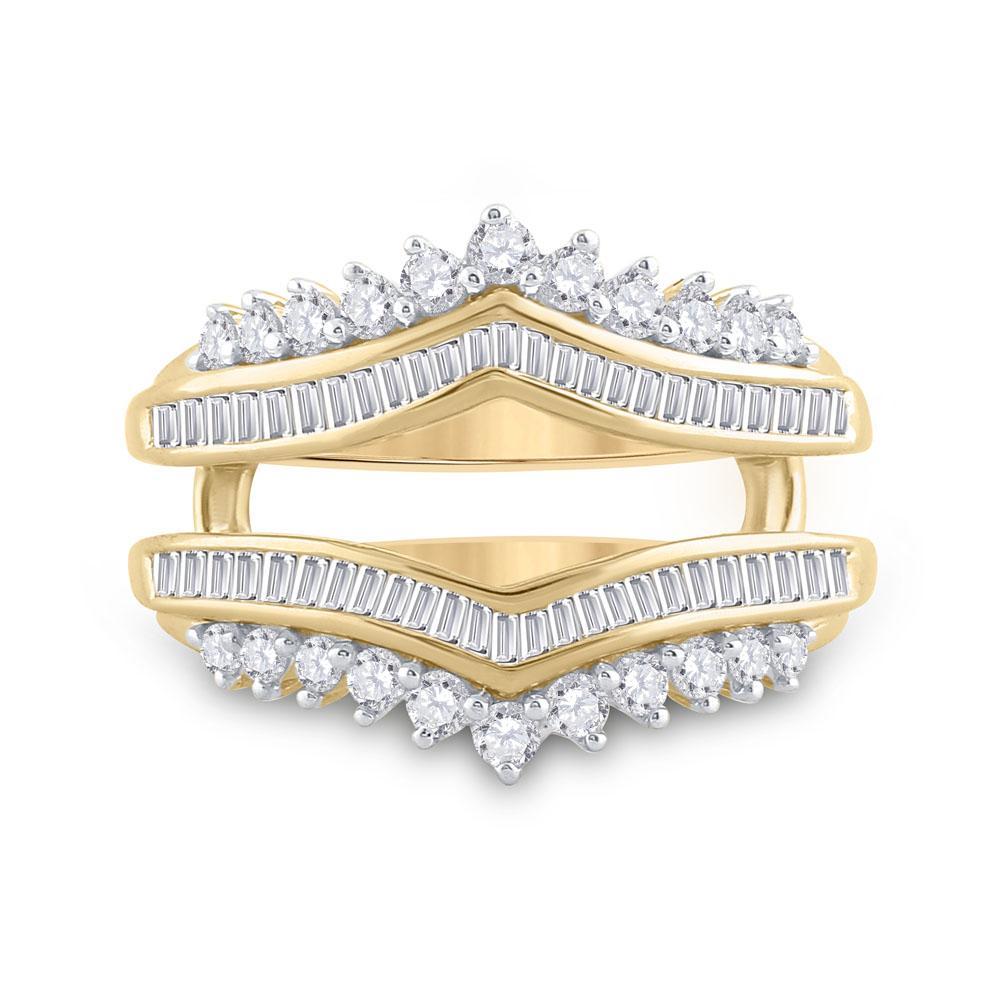 14kt Yellow Gold Womens Round Diamond Wedding Wrap Ring Guard Enhancer 3/4 Cttw