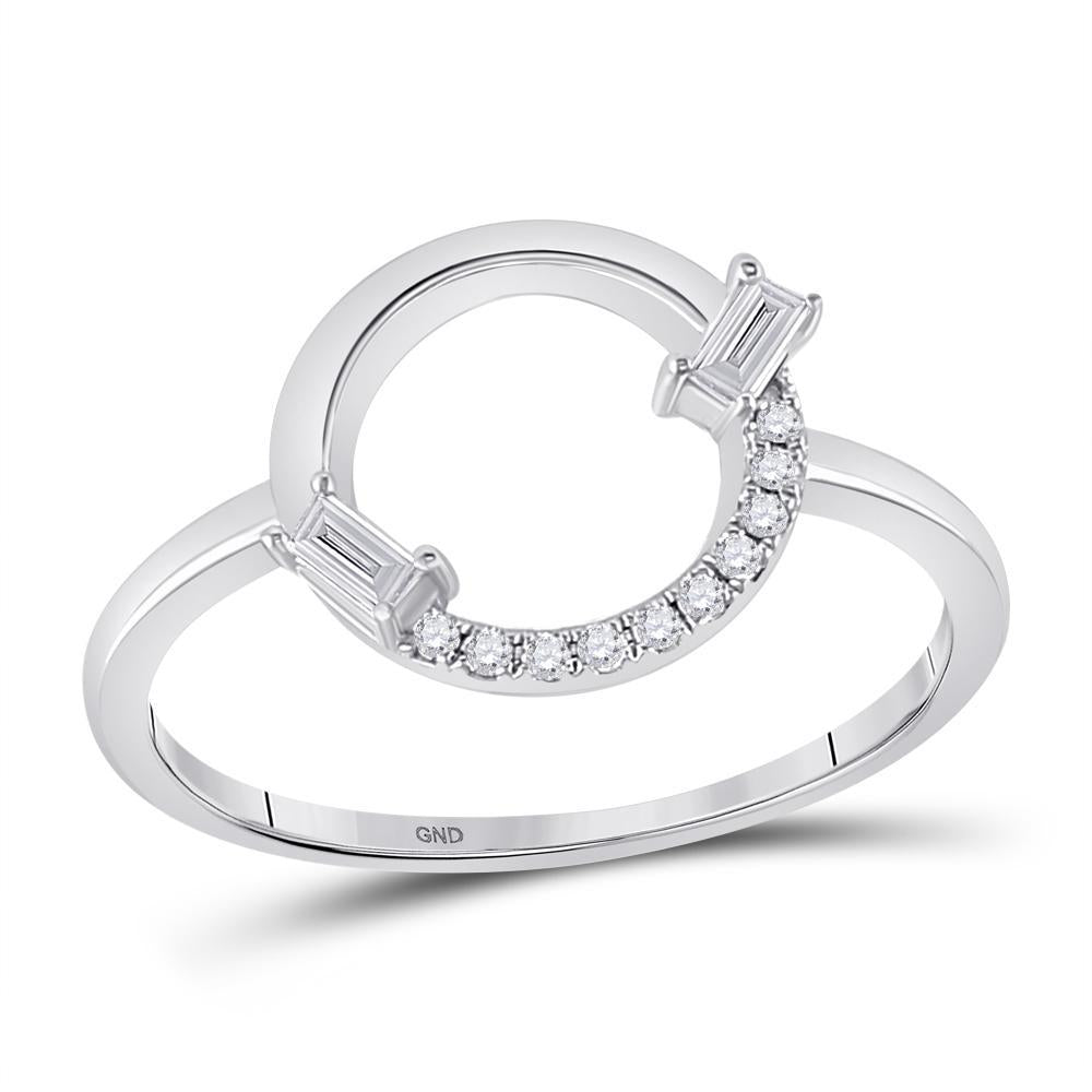 14kt White Gold Womens Round Diamond Outline Circle Ring 1/8 Cttw
