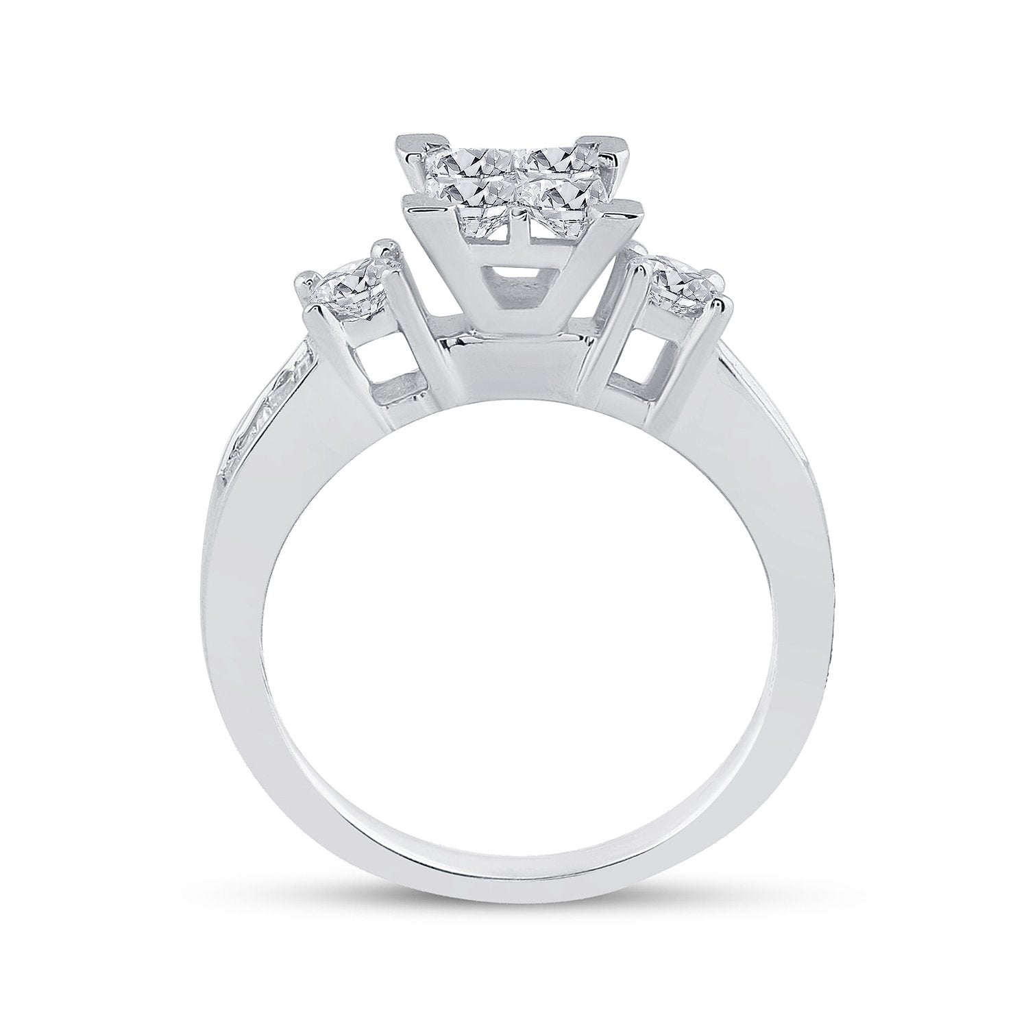 14kt White Gold Princess Diamond Bridal Wedding Ring Band Set 1-1/2 Cttw