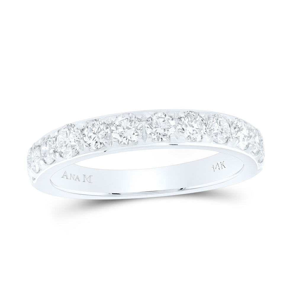 14kt White Gold Womens Round Diamond Wedding Single Row Band 1 Cttw