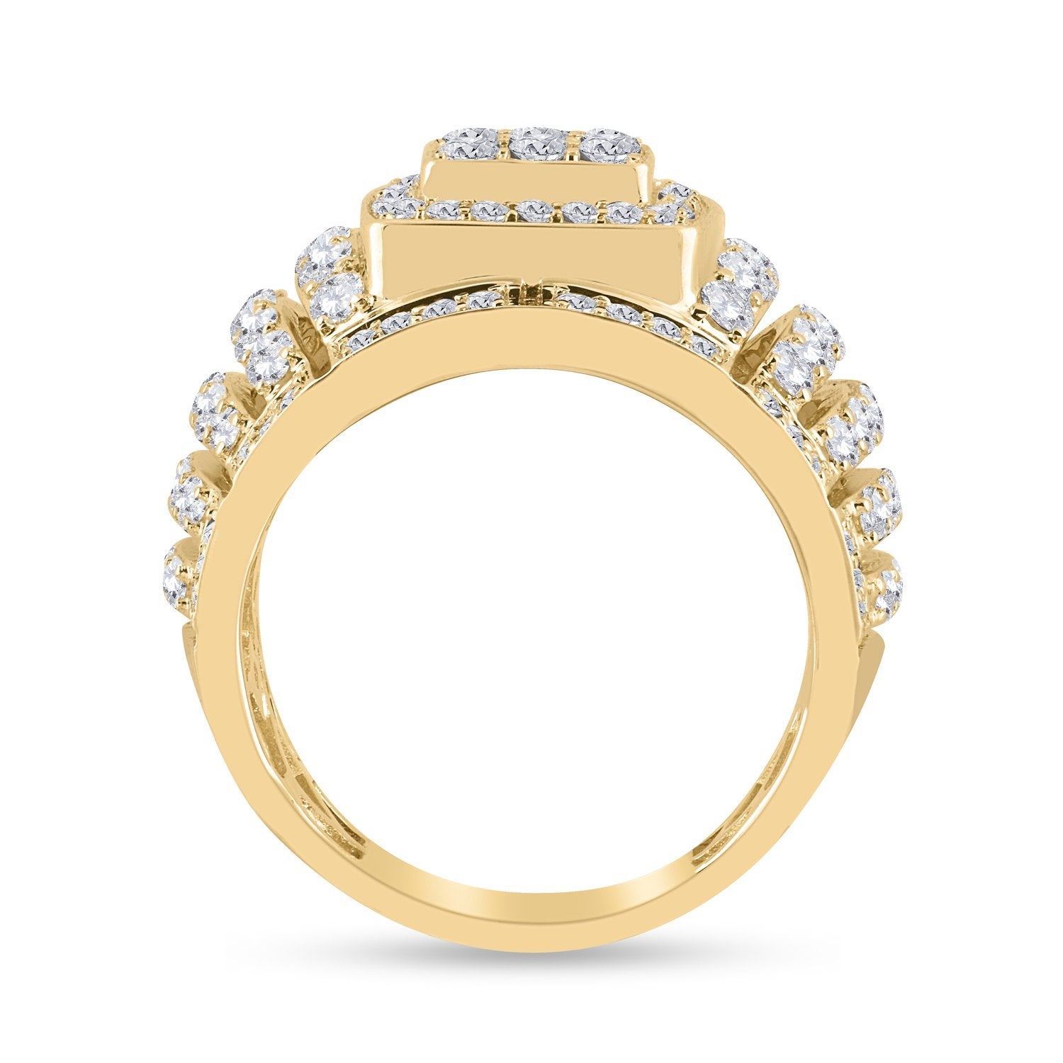 14kt Yellow Gold Mens Round Diamond Cluster Ring 3 Cttw