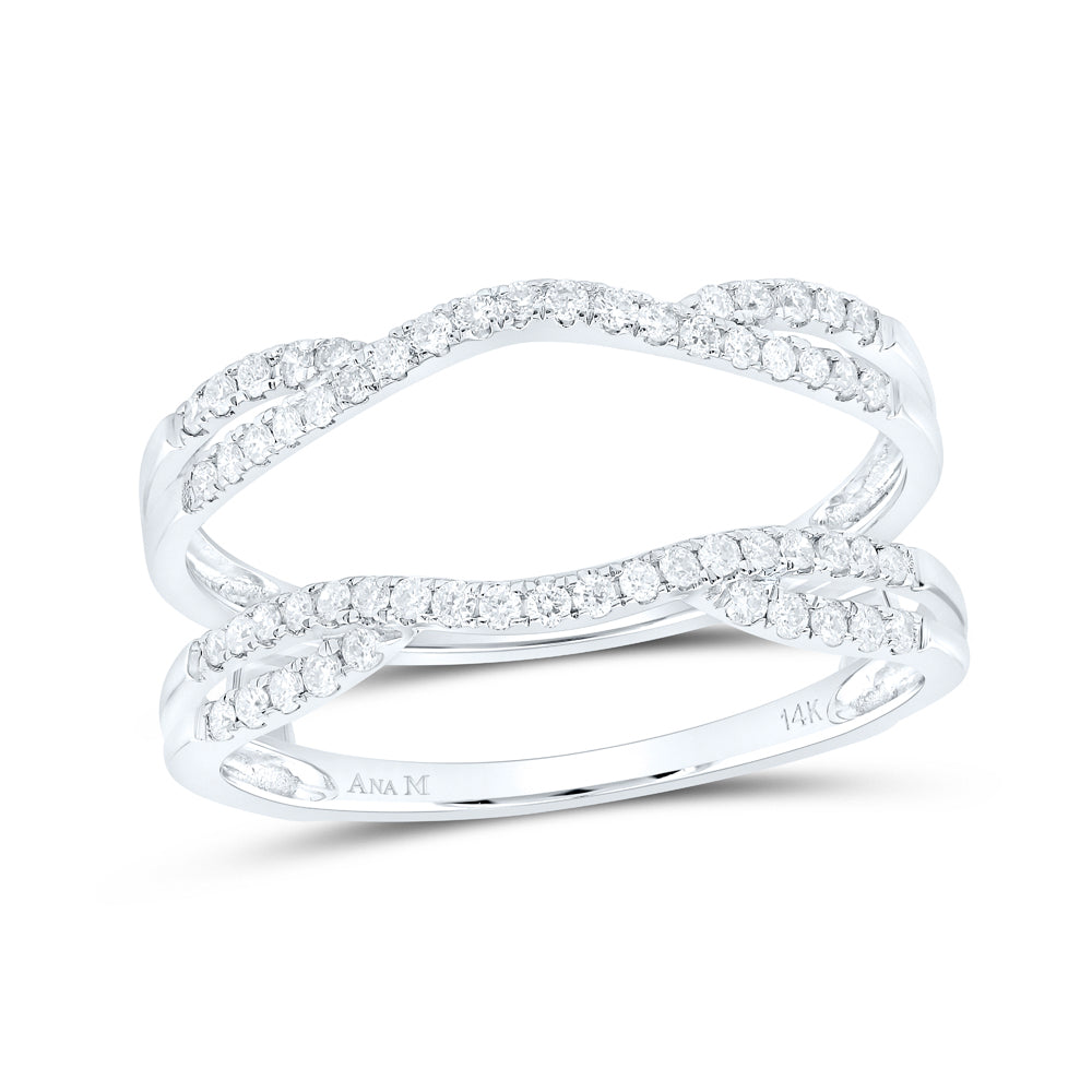 14kt White Gold Womens Round Diamond Solitaire Enhancer Wedding Band 1/3 Cttw