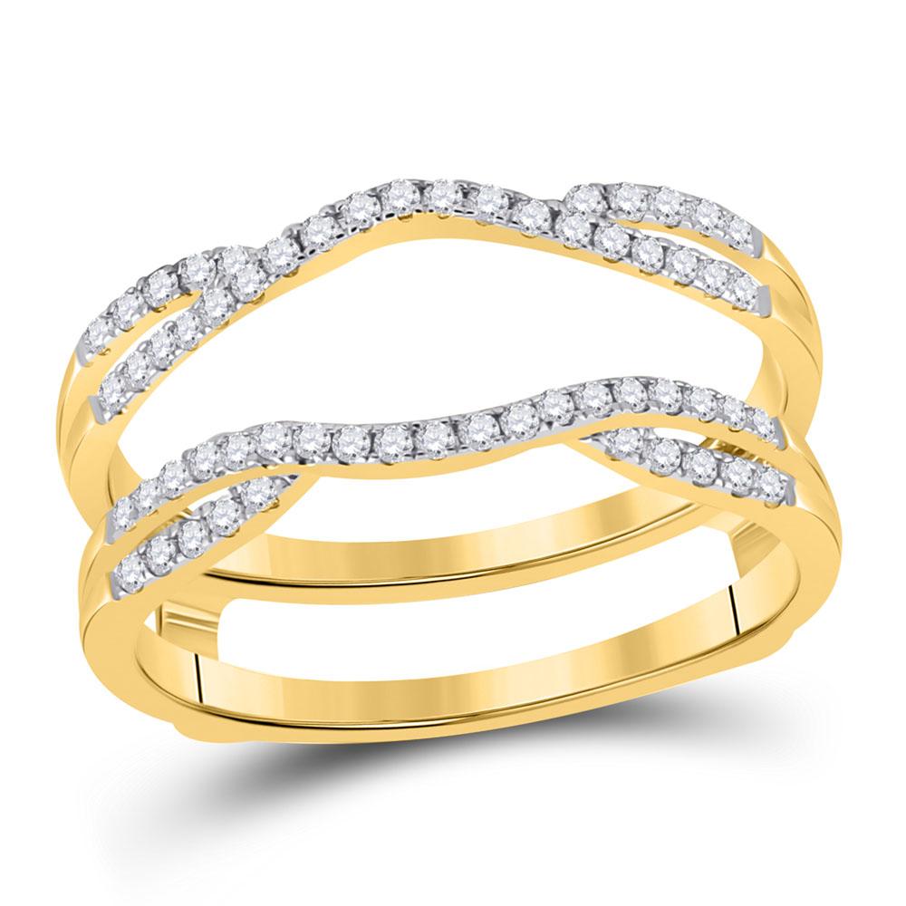 14kt Yellow Gold Womens Round Diamond Curved Wrap Ring Guard Enhancer 1/3 Cttw