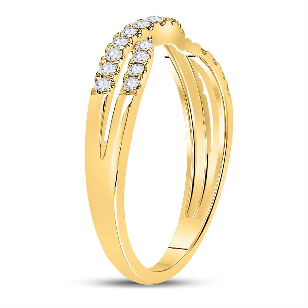 14kt Yellow Gold Womens Round Diamond Contour Enhancer Wedding Band 1/4 Cttw