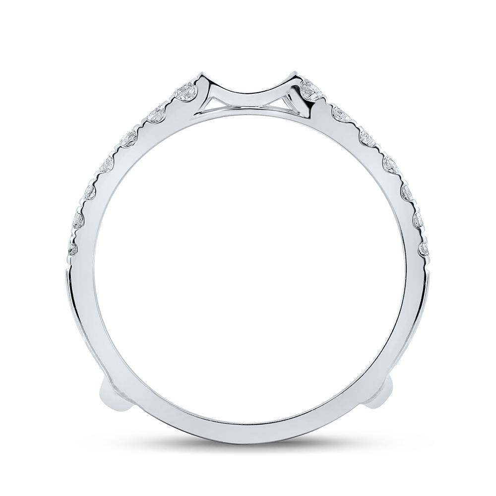 14kt White Gold Womens Round Diamond Wrap Enhancer Wedding Band 5/8 Cttw