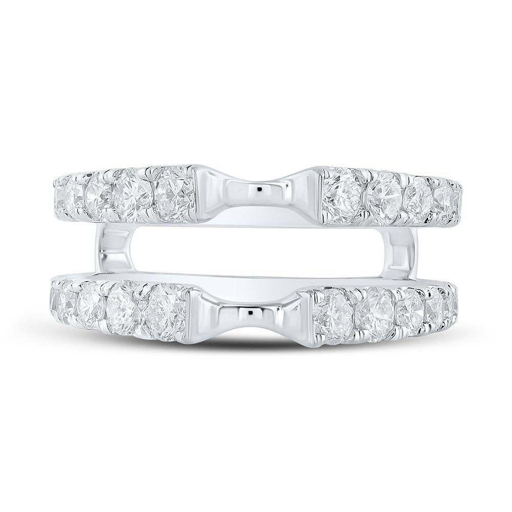 14kt White Gold Womens Round Diamond Wrap Enhancer Wedding Band 1-1/2 Cttw