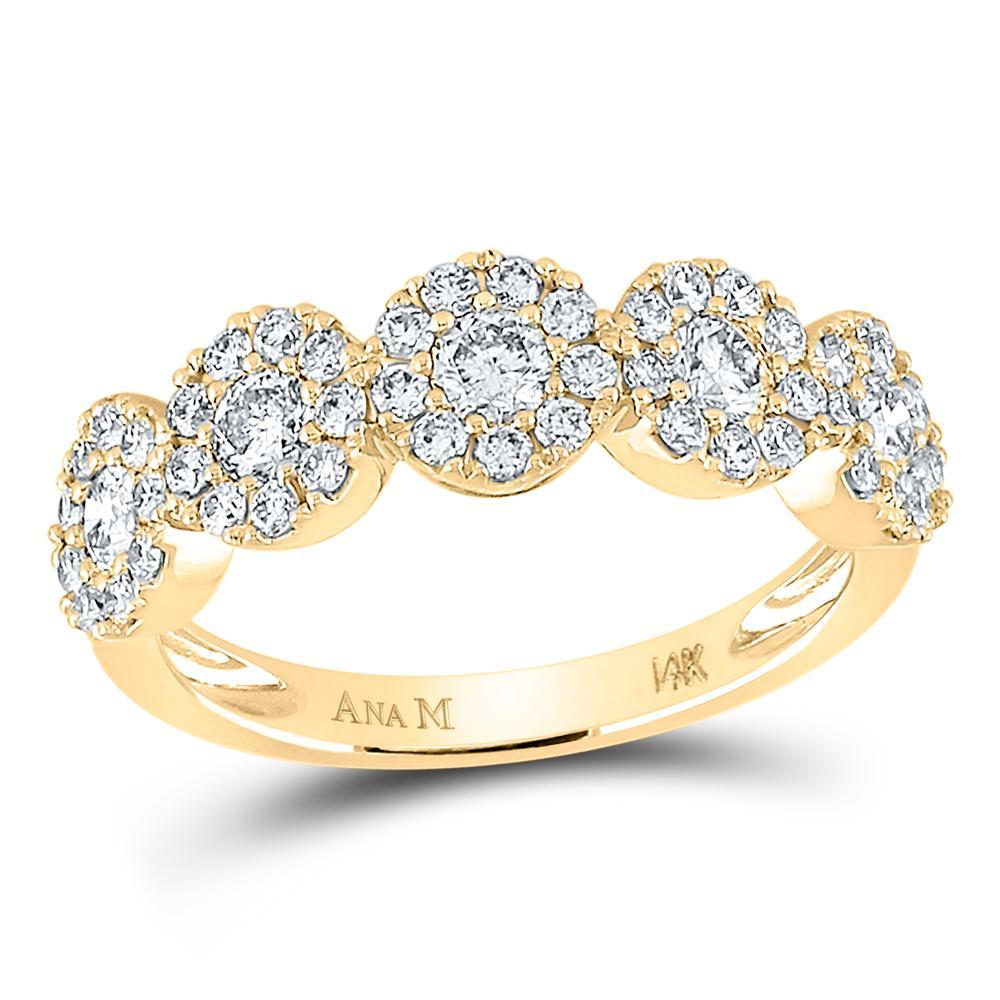 14kt Yellow Gold Womens Round Diamond Circle 5-stone Ring 1 Cttw
