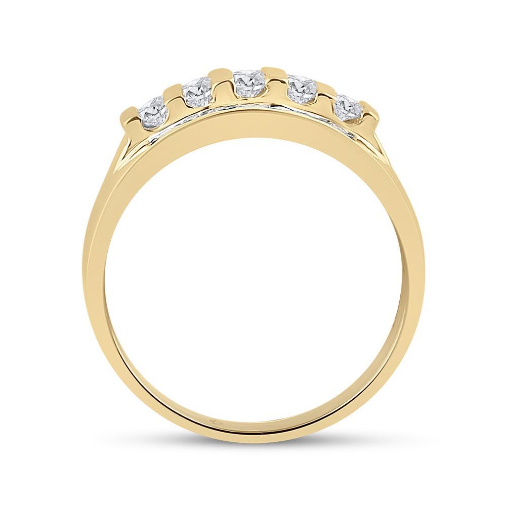 14kt Yellow Gold Mens Round Diamond Wedding Channel Set Band Ring 1 Cttw