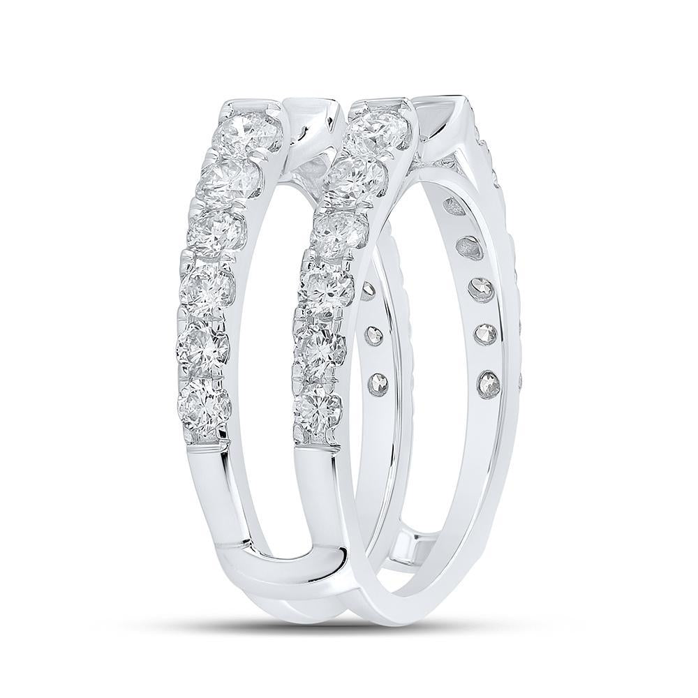 14kt White Gold Womens Round Diamond Wrap Enhancer Wedding Band 1-1/2 Cttw