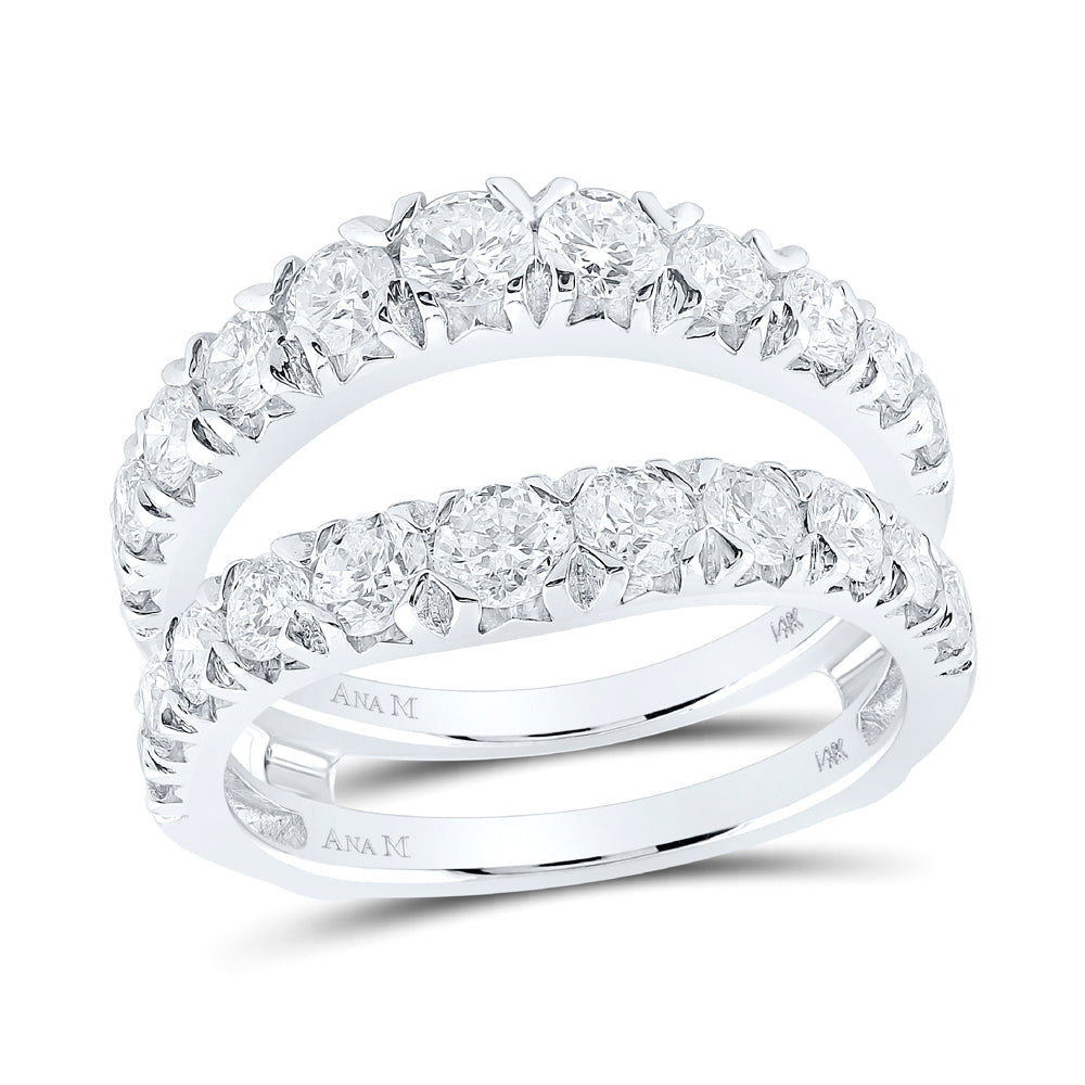 14kt White Gold Womens Round Diamond Wrap Enhancer Wedding Band 2 Cttw
