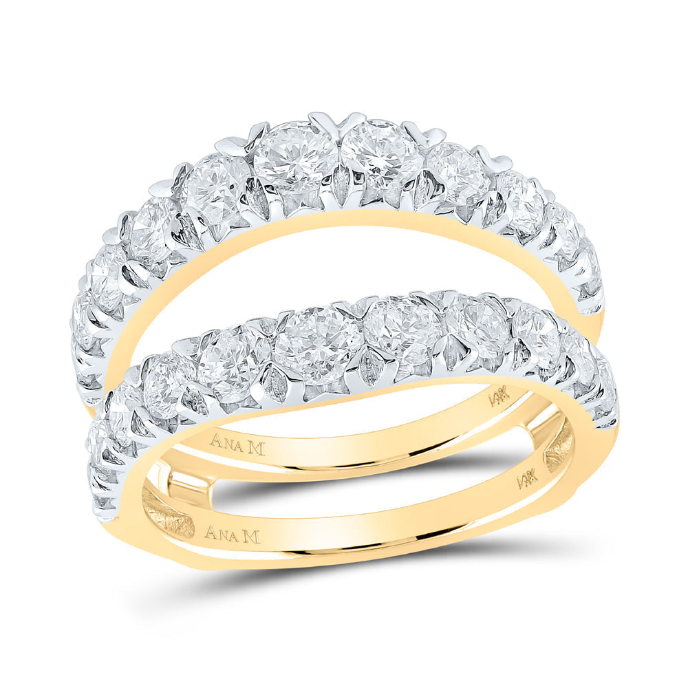14kt Yellow Gold Womens Round Diamond Wrap Enhancer Wedding Band 2 Cttw