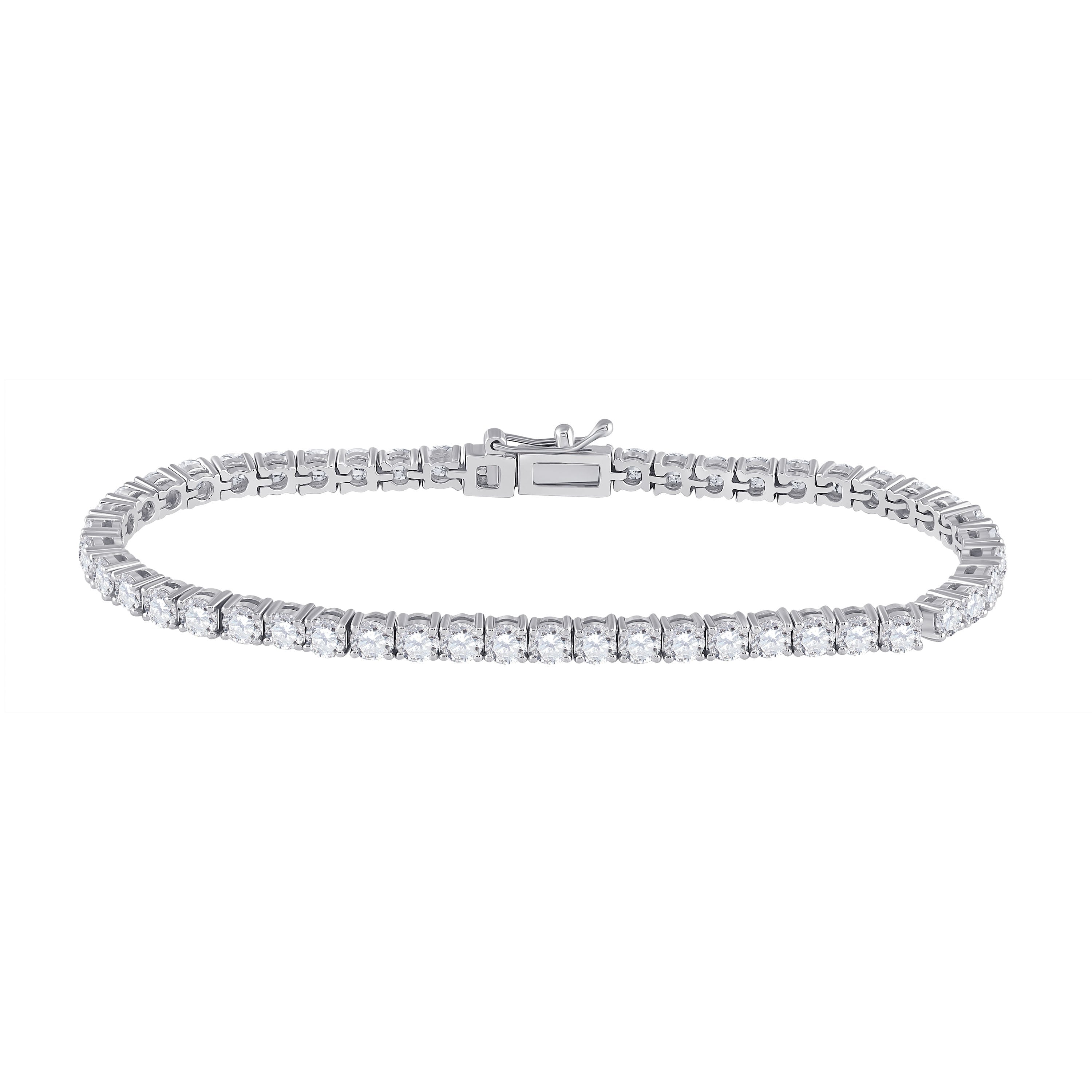 14kt White Gold Womens Round Diamond Tennis Bracelet 6 Cttw
