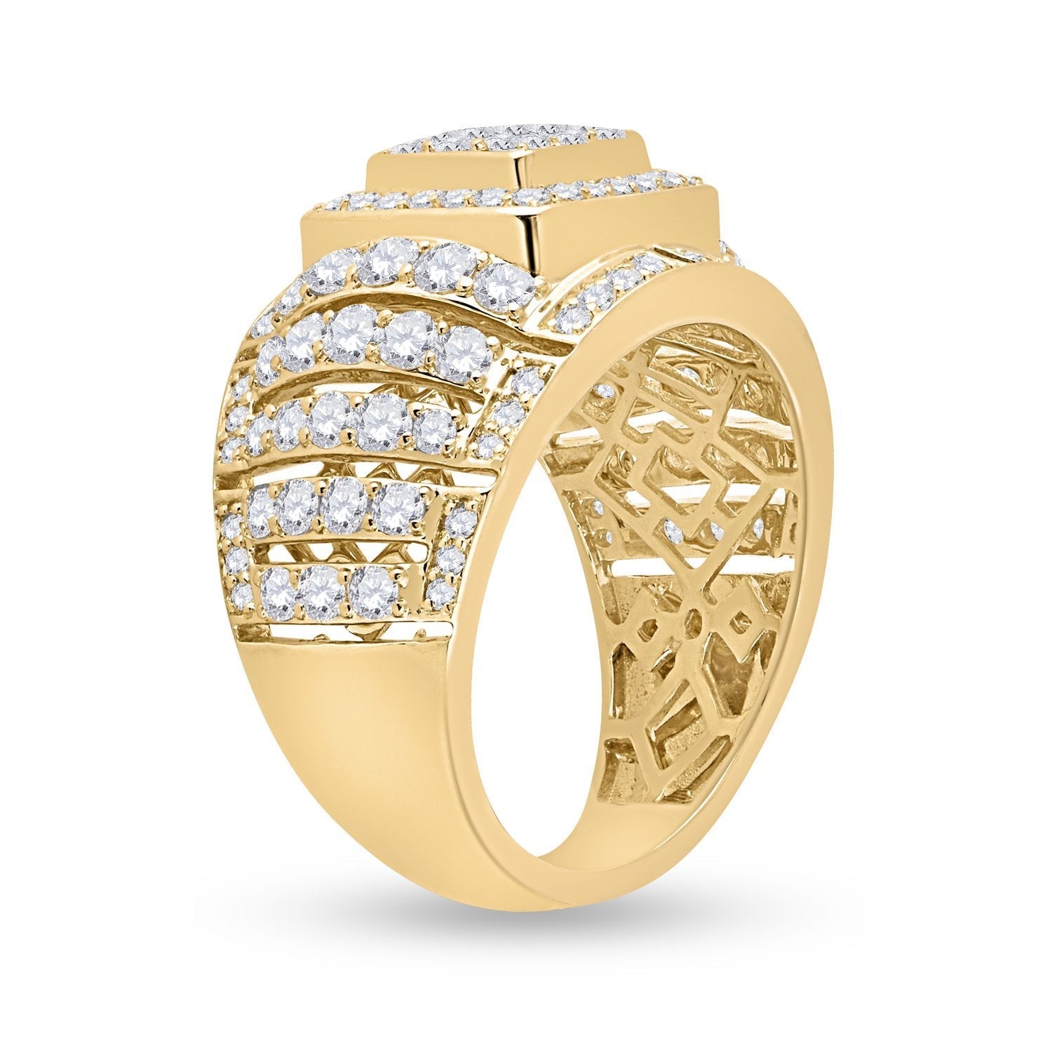 14kt Yellow Gold Mens Round Diamond Cluster Ring 3 Cttw