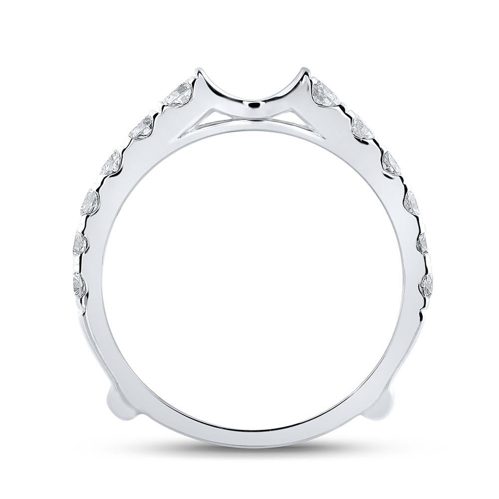 14kt White Gold Womens Round Diamond Wrap Enhancer Wedding Band 1-1/2 Cttw