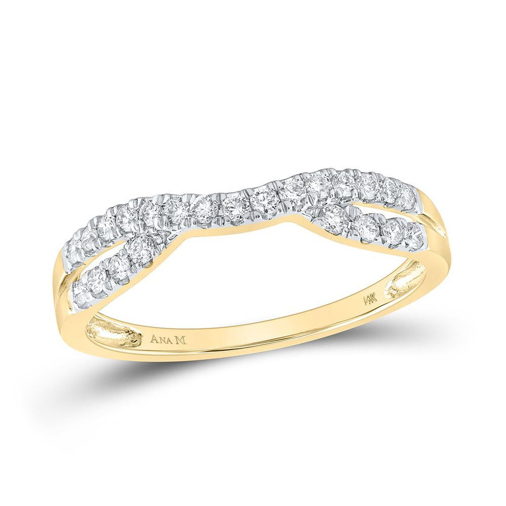 14kt Yellow Gold Womens Round Diamond Contour Enhancer Wedding Band 1/4 Cttw