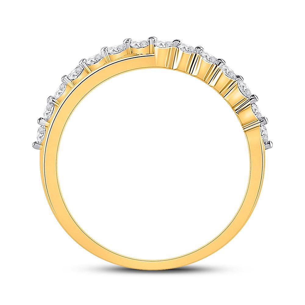 10kt Yellow Gold Womens Round Diamond Crossover Stackable Band Ring 1/3 Cttw