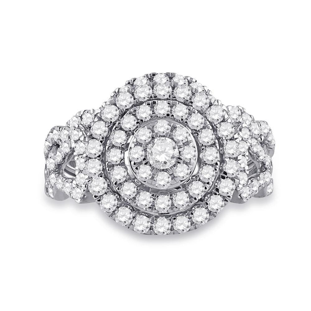 14kt White Gold Round Diamond Bridal Wedding Ring Band Set 1-1/3 Cttw
