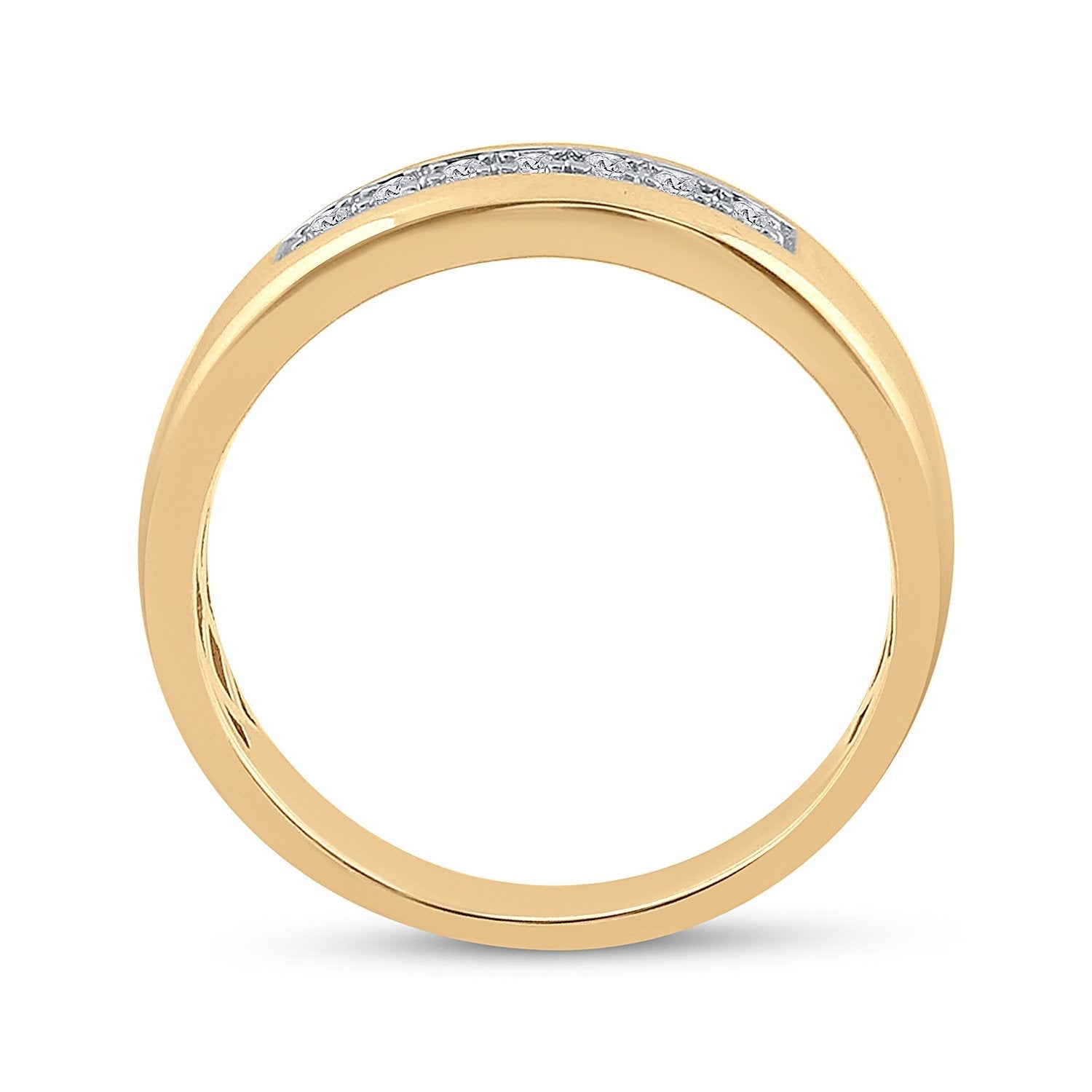 10kt Yellow Gold Womens Round Diamond Single Row Wedding Band 1/10 Cttw