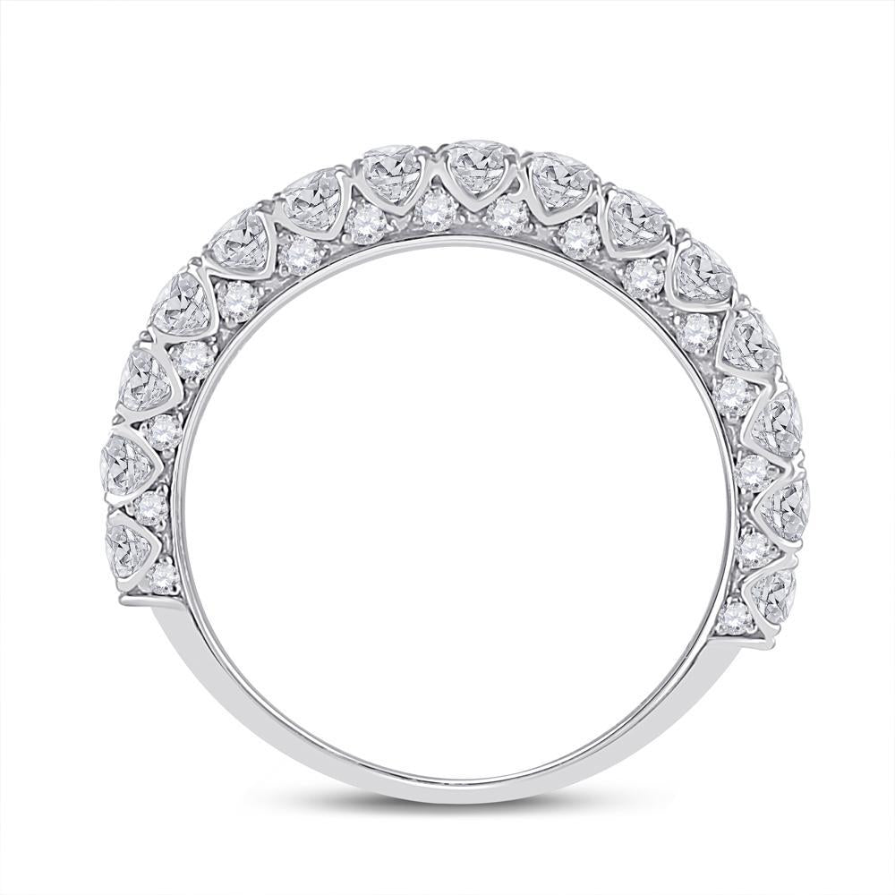 14kt White Gold Womens Round Diamond Single Row Band Ring 1-1/2 Cttw