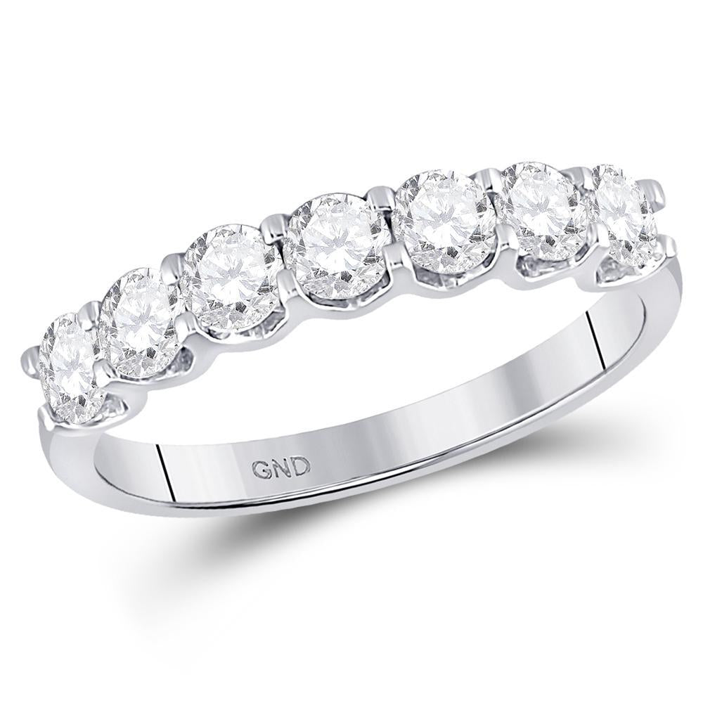 14kt White Gold Womens Round Diamond Classic Anniversary Band Ring 1 Cttw