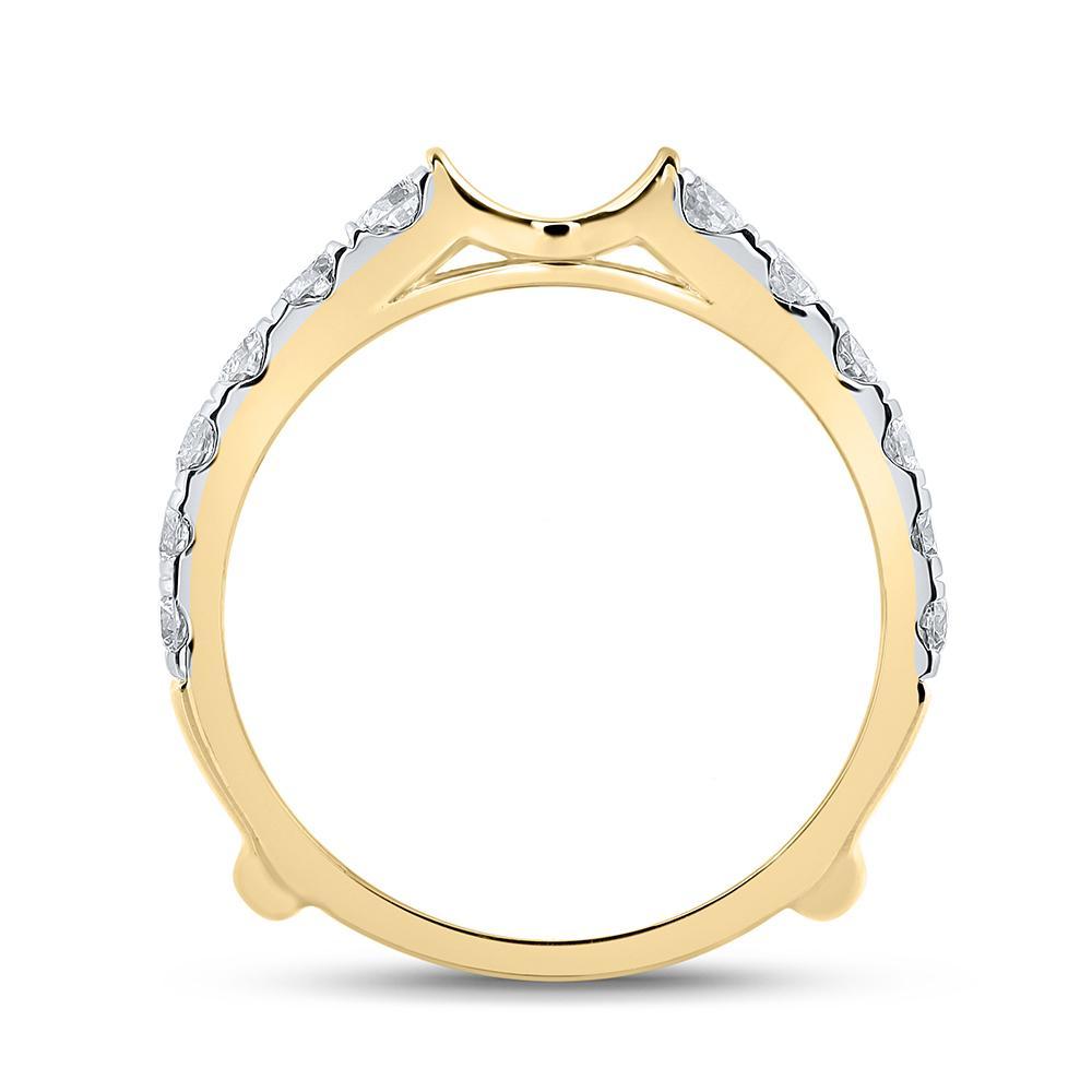 14kt Yellow Gold Womens Round Diamond Wrap Enhancer Wedding Band 1-1/2 Cttw