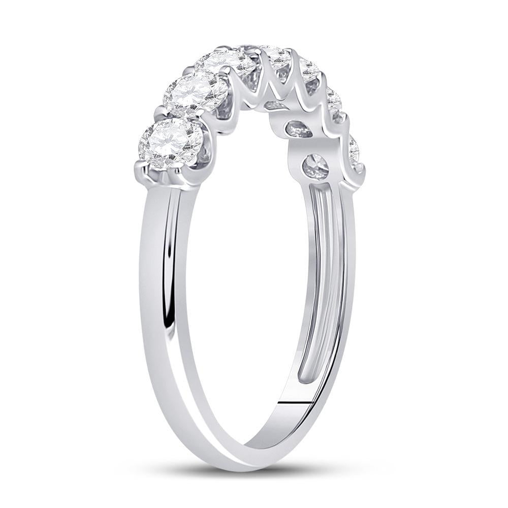 14kt White Gold Womens Round Diamond Classic Anniversary Band Ring 1 Cttw